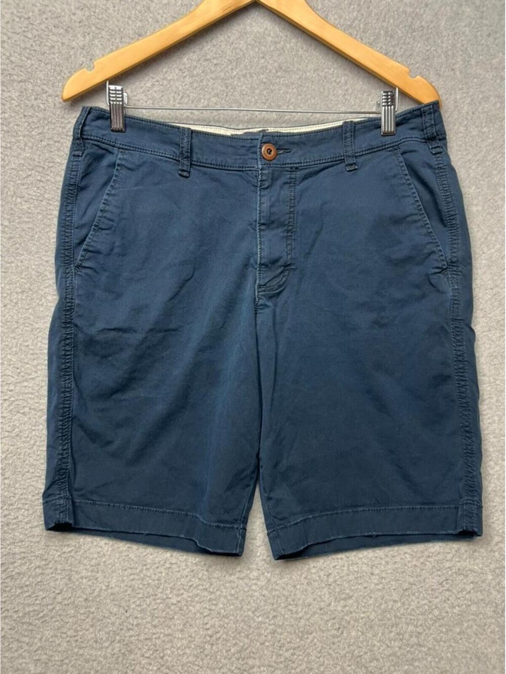 Hollister Epic Flex Chino Shorts Men Size 32 Navy Blue Classic Shorts 9” Inseam